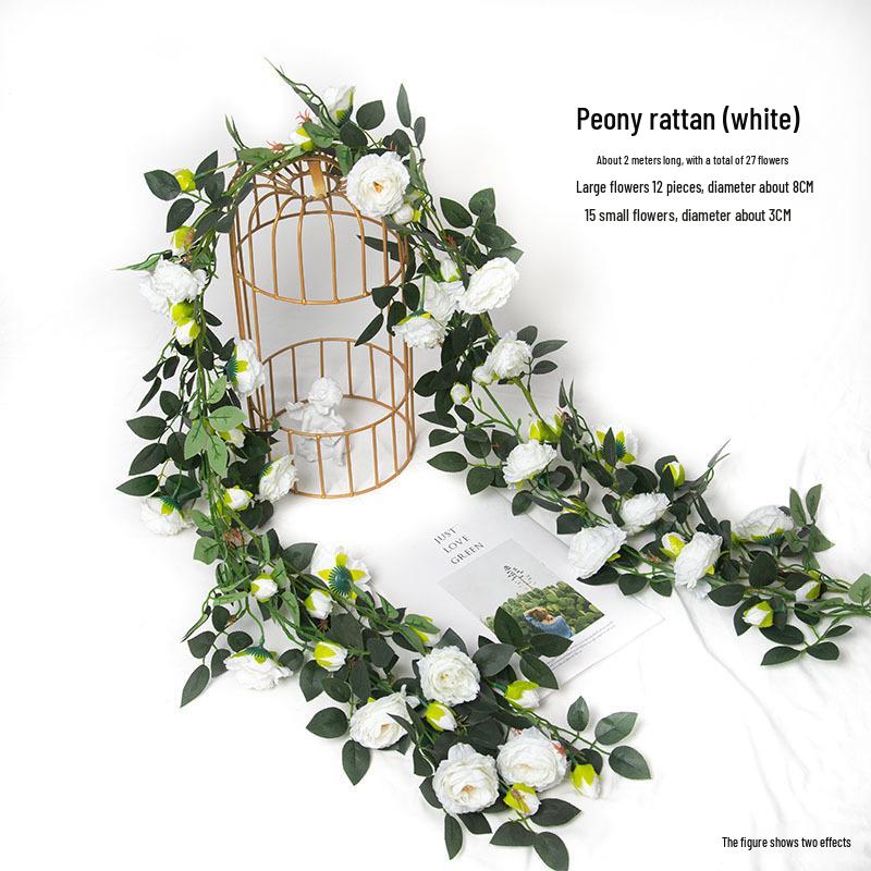 Artificial Rose Flower Vine for Indoor Decoration: Ceiling Hanging & Living Room Decor