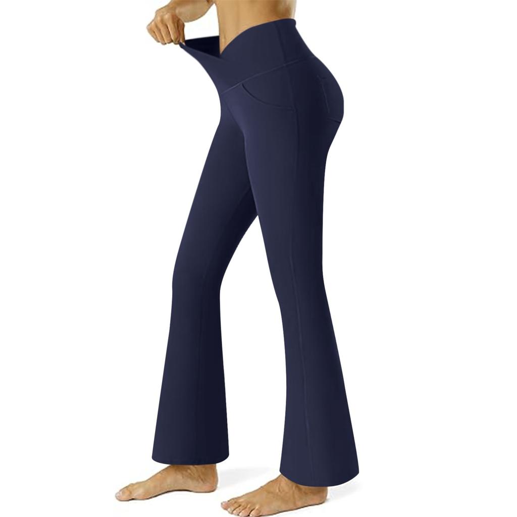 Womens Stretch Yoga Leggings Fitness Running Gym Sports Full Length Pants Flared Trousers