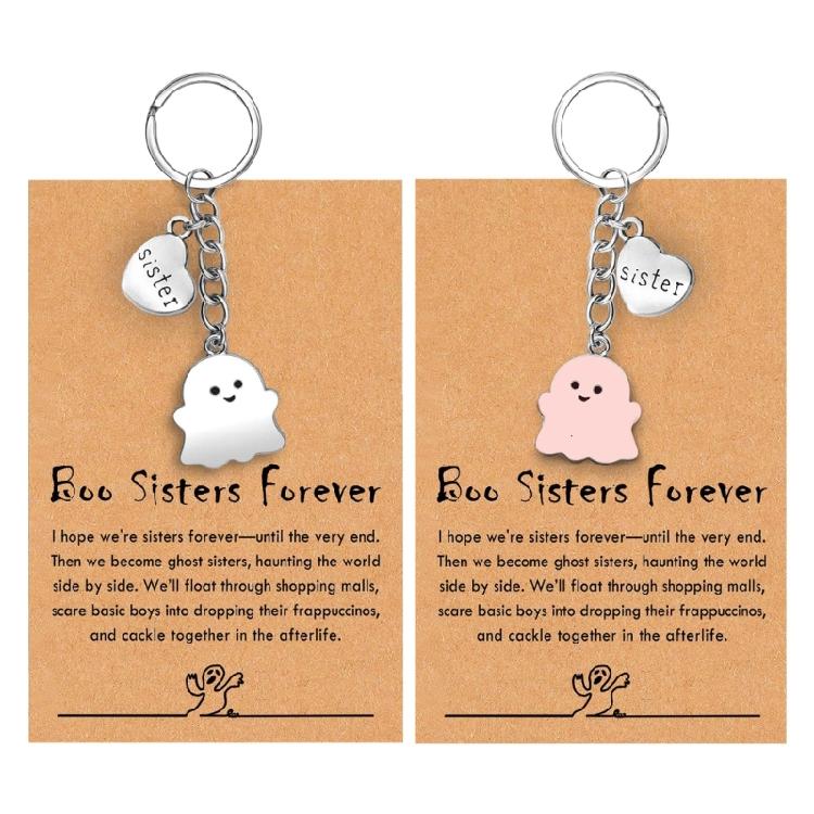 Spooky Wraith Key Ring Halloween Stocking Stuffer for Women Girls Teens Cute Boo Basket Gift for Friend With Gift Card
