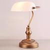 Retro American Green Glass Bedside Lamp, Antique Bronze Desk Lamp for Office or Bedroom Decor