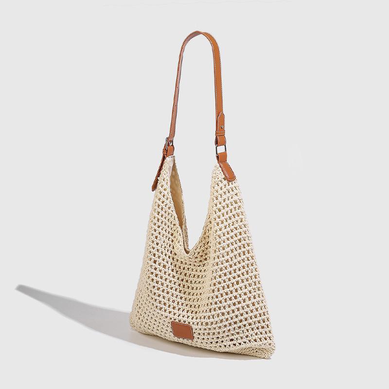 Woven Hollow Bag for Women 2025 Lazy Style Chic Vacation Tote Bag Large Capacity Shoulder Bag Versatile Beach Bag