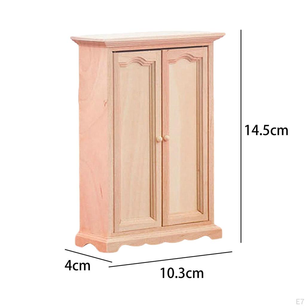 Bedroom Furniture Wardrobe Double Door Closet for 1/12 Dollhouse DIY Projects Child Accessories