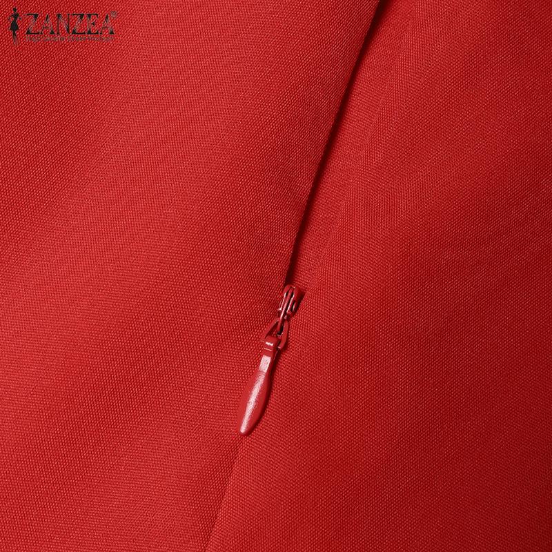 ZANZEA Women Casual V-Neck Summer Short Sleeve A-Line Dress