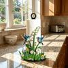 2D Flat Floral Tissue Holder Wooden Base Vertical Napkins Rack Practical Tissue Stand  for Kitchen