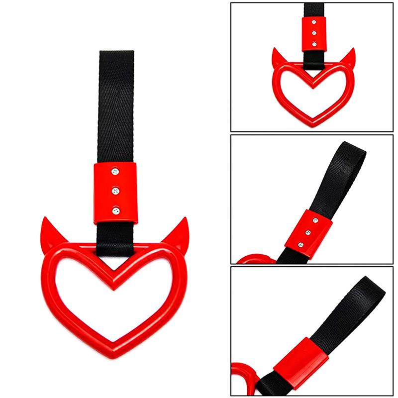 1Pcs Newhandle Ring Heart Train Bus Hand Strap Styling Drift Charm Car Warning Tow Strap Hook Sticker