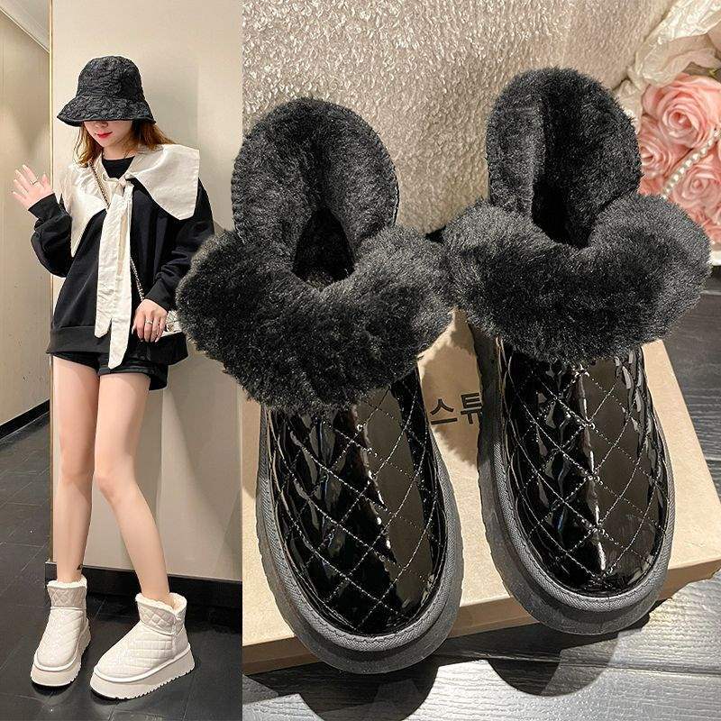 Damenschuhe wasserdichte Schneestiefel Damen 2025 Winter neu verdickt rutschfest Samt thermisch Baumwollschuhe Stiefeletten erhöhte Höhe