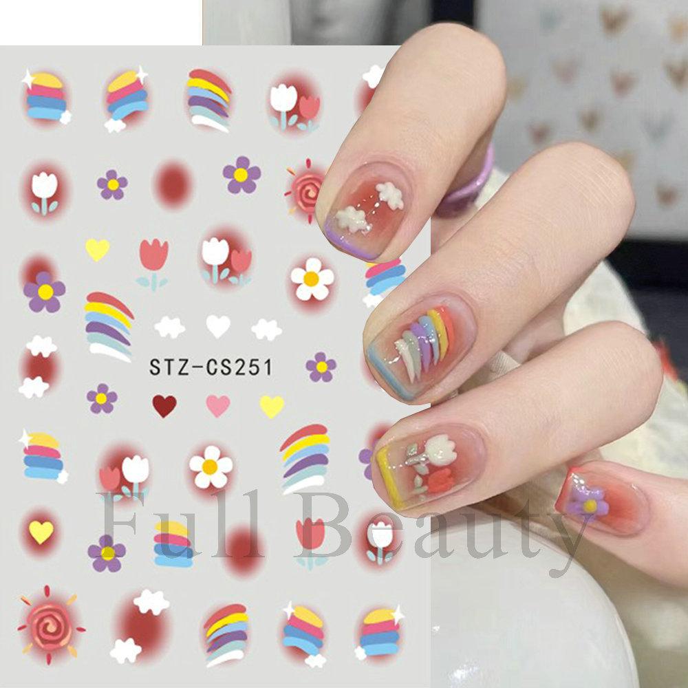 Nail Art Stickers, Cartoon Cute Pet Kitten Cat Expression Cat Paw Adhesive Nail Stickers