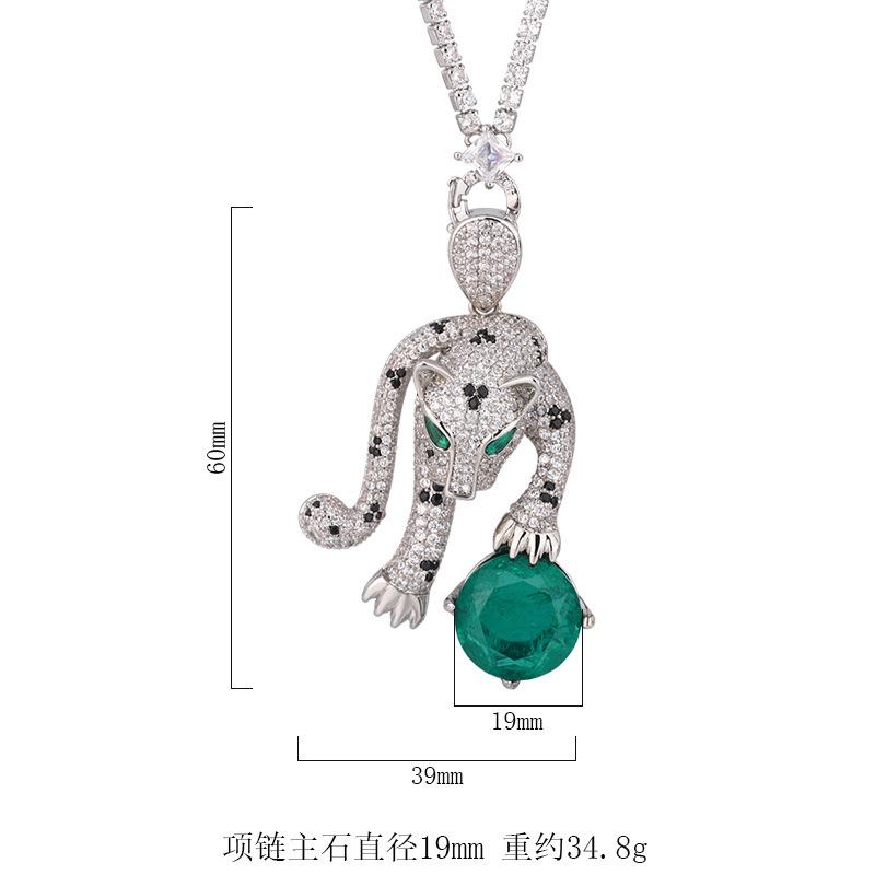 Autumn And Winter Jewelry Retro Simulation Emerald Leopard Luxury Inlay Main Stone 16Mm