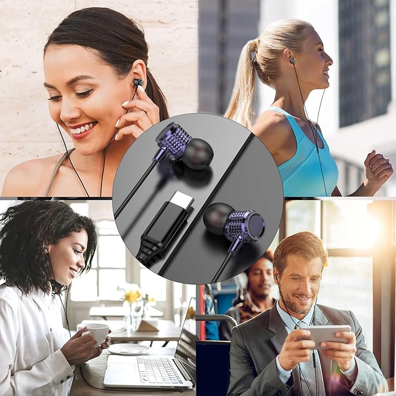 USB type c earphones wired Type-C [2025 New Edition] Earphones Wired Type C Canal type with microphone Call available HIFI sound quality Volume