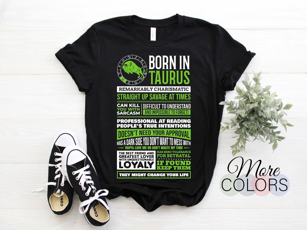 Taurus Traits Facts Horoscope Zodiac Astrological Sign Graphic T-Shirt, Born On April 20 - May 20 Gifts, Taurus Birthday Present Dad Mom,