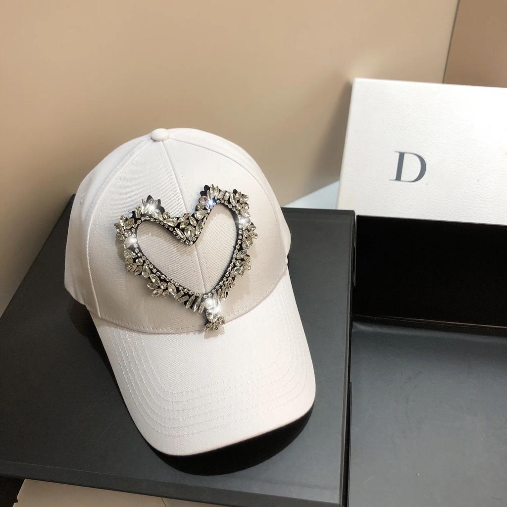 Luxury Rhinestone Baseball Caps for Women Heart Pattern Fashion Women's Hats Cotton Snapback Cap Versatile Girl's Hat Tide