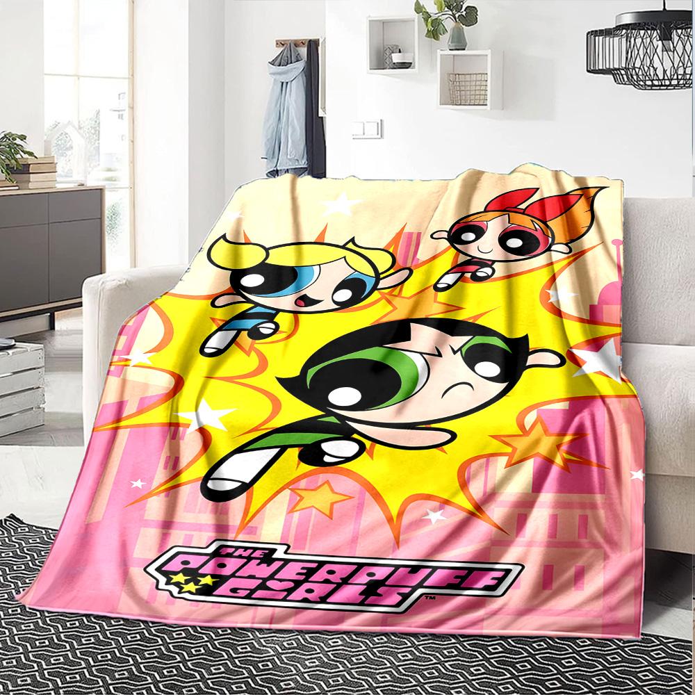 1pc Powerpuff4 Blanket, Gift, for Men and Women, Soft Blanket, Good for Sofa Bed Couch Travel, Lightweight Flannel Blanket