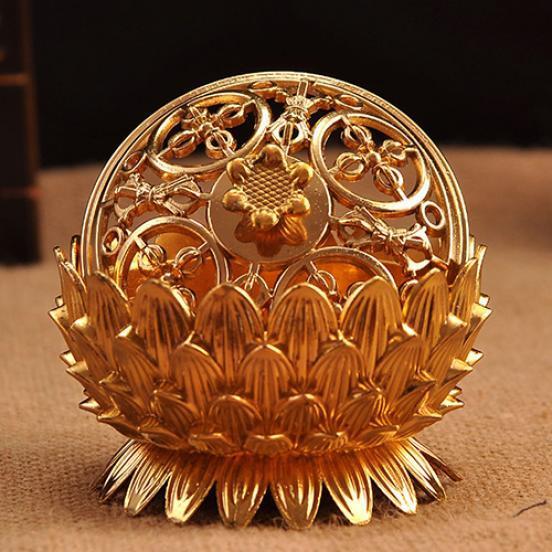 MIT Lotus Form Zink-Kupfer-Legierung Weihrauch Brenner Mini Sandelholz Räuchergefäß Home Decor