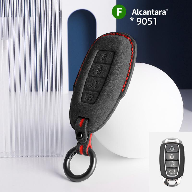 Alcantara For Hyundai Solaris Azera Elantra KONA Grandeur IG Accent Santa Fe Car Key Case Accessories Keychain Shell 2025 2025