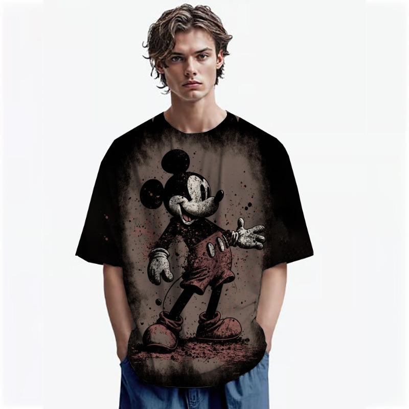 Disney Herren Mickey Maus Print T-Shirt Sommer Junge Street Fashion Lässig Sport Locker O-Ausschnitt Kurzarm Kleidung Kind