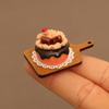 6Pcs/Set Cute Miniature Food Toy Dollhouse Mini Cake Pad Paper Tray Knife And Fork Model For Doll Kitchen Accessories