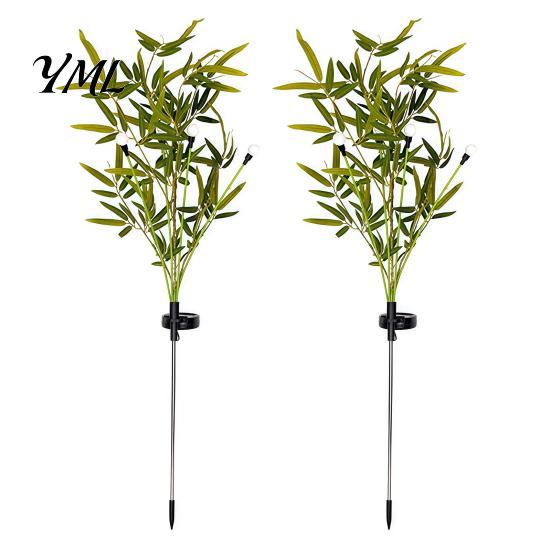 Outdoor Path Lighting for Patio 2Pcs Artificial Flower Solar Lights, Lily Bamboo Wisteria Garden Stake Powered Decor Firefly Waterproof Pathway Lights