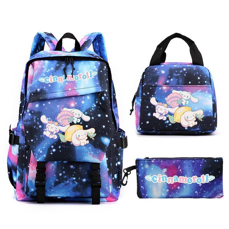 Cartoon Puppy Printed Schoolbag Set Backpack + Lunch Bag + Pencil Case Three-Piece Set