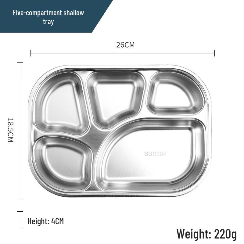 304 Stainless Steel Divided Canteen Tray