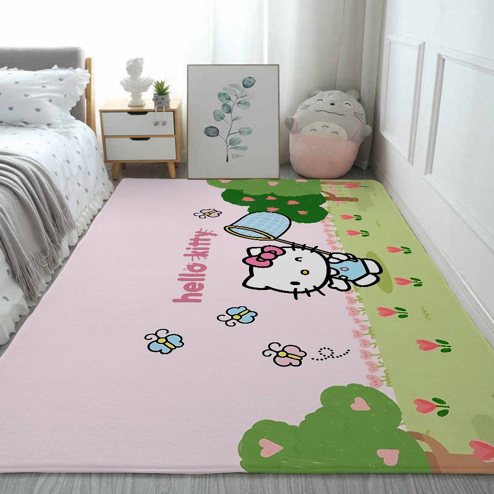 Cute C-hellokitty-S Floor Mat Pattern Printed Flannel Door Mat, Suitable For Bathroom, Living Room, Home Decoration