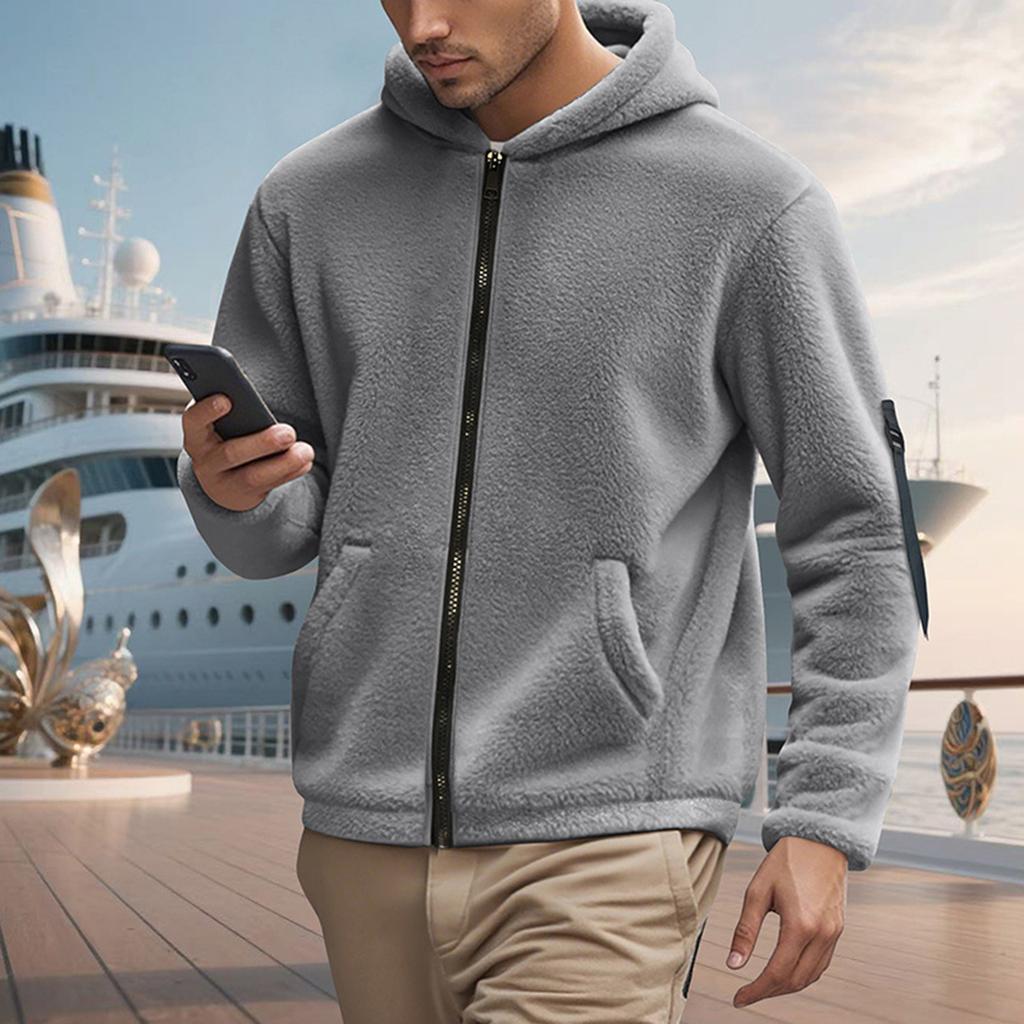 Herren Wende Kapuzen Reißverschluss Jacke Lockerer Schnitt Street für Herbst Winter