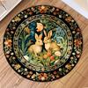 Cute Rabbit Round Carpet Ethnic Style Flowers Bunny Area Rug Soft Non-slip Animal Home Decor Floor Mat Holiday Living Room Decor