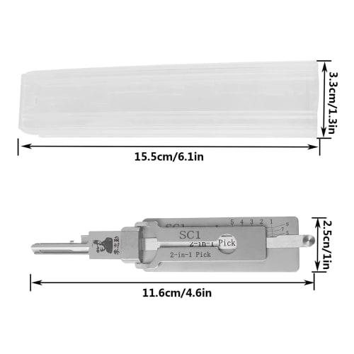 Lishi Original SC1 + KW1 2-in-1 Tool, Multi-Tool Stainless Steel Utility Set Auto Repair Tool Kit