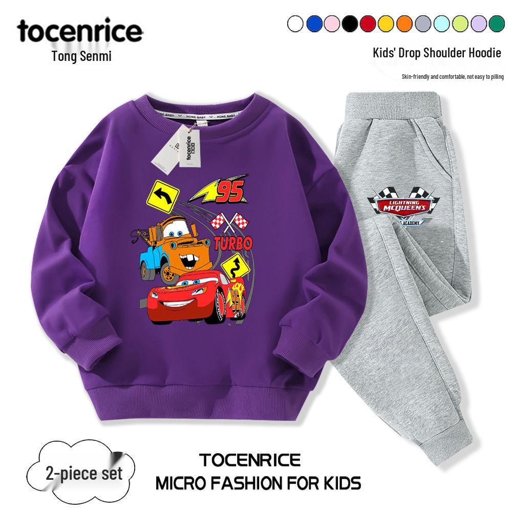 2024 Lightning McQueen Boys' Fall Hoodie Set – Cool & Stylish Children's Clothing for Spring & Autumn