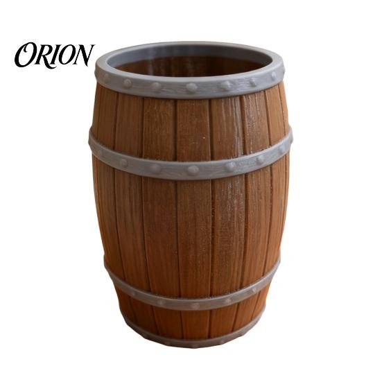 Stable Desk Storage Wine Barrel Shaped Organizer, 3D Printed Vintage Pen Holder, Large Capacity Desktop Organizer Pot with Solid Base, Practical