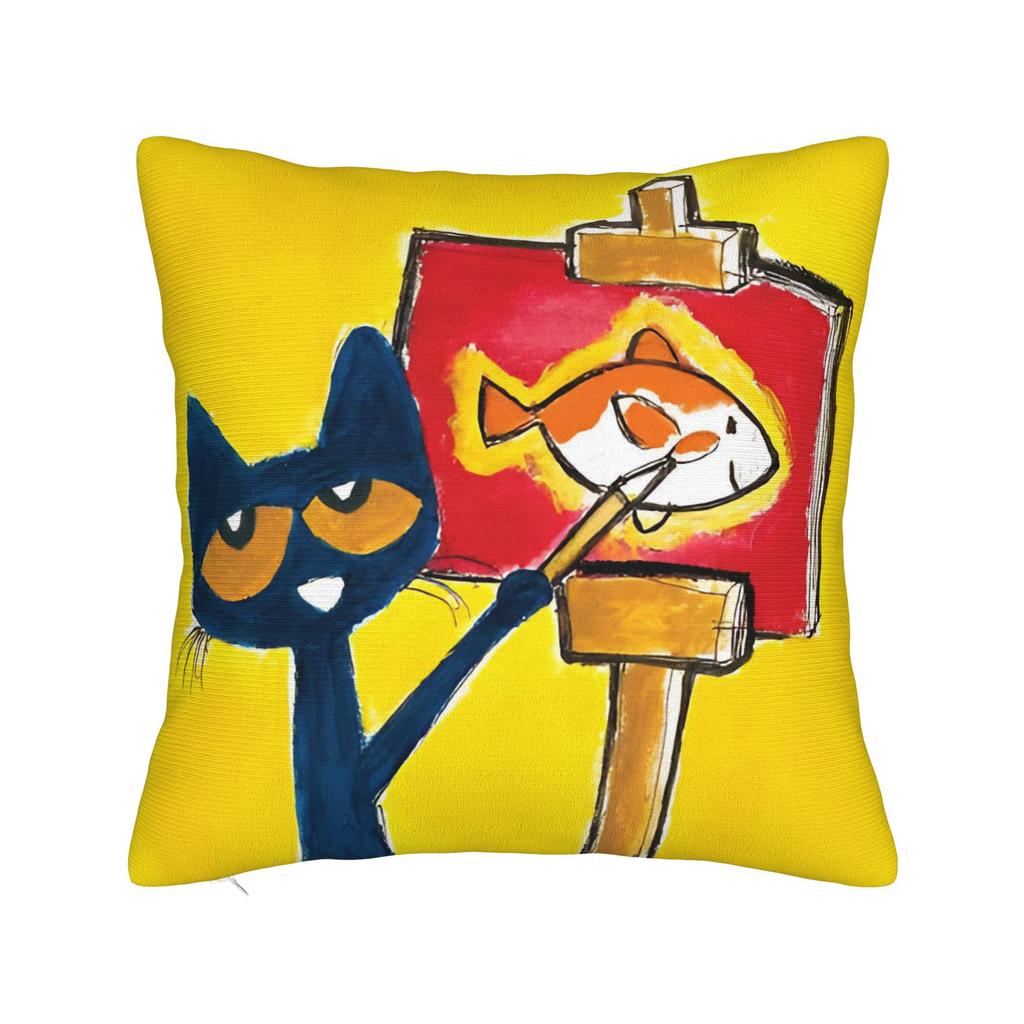 Pete the Cat Square Pillow Case Cool Kitten Cushion Covers Creative Zipper Decorative Pillowcase for Seat 45x45cm