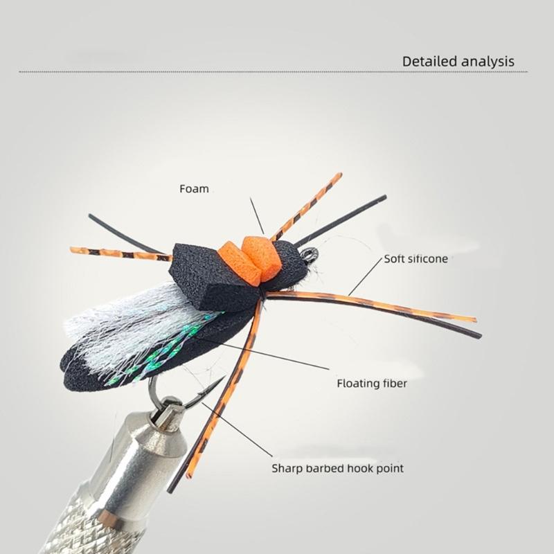 Fly Fishing Insect Fly Fishing Lures Fly Trouts Fish Baits Foam Head Hook Fly Fishing Tackle Sharpened Hook Fly Lures