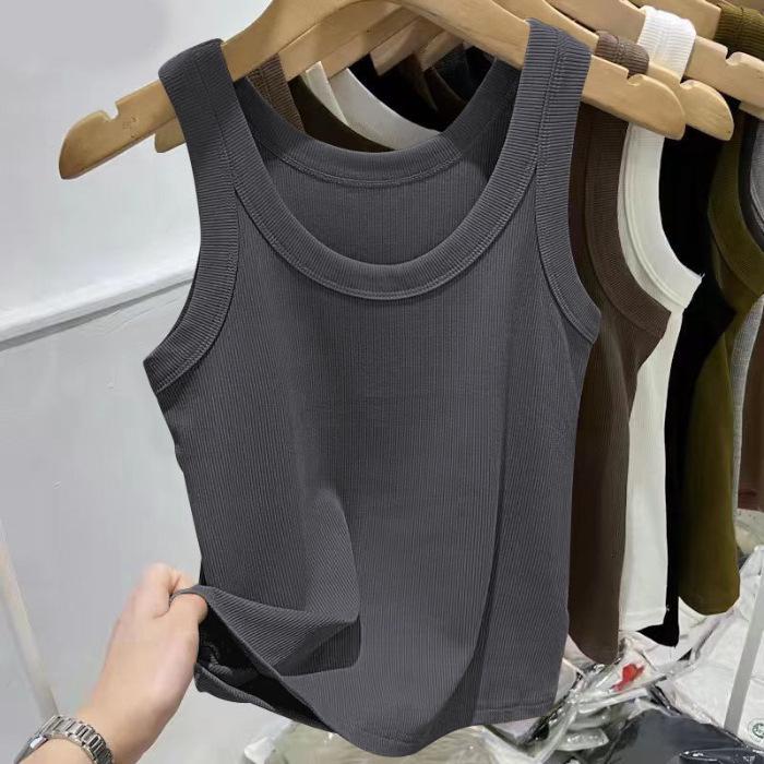 Женская приталенная майка без рукавов из рубчатого хлопка - 260 г, однотонная, летняя 2XL