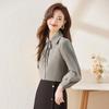 Elegant Women's Long-Sleeve Shirt with Bow Tie Detail
