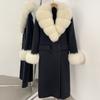 Atmosphere Detachable natural real fox fur collar wool coat women's new winter warm woolen coat