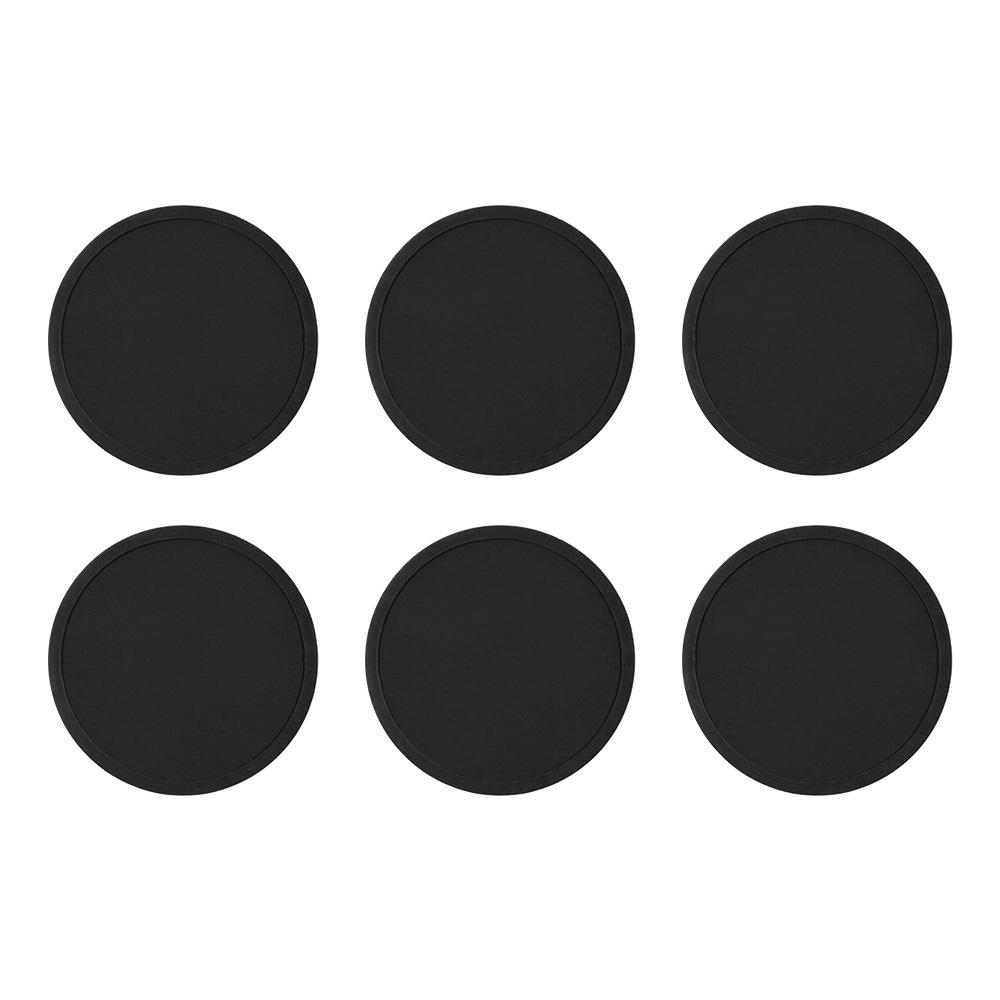 6 ks Protiskluzová silikonová sada podložek pod hrnky na pití kávy s držákem, Černá kulatá podložka, Domácí kancelář, Dekorace stolu, Podložka