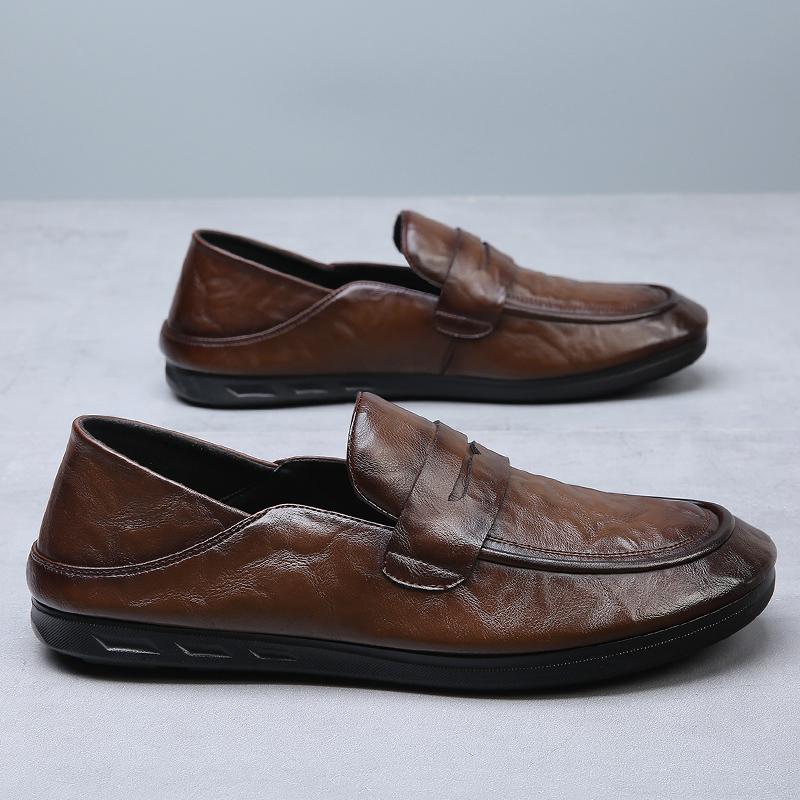 Leather Men Formal Shoes slip on Luxury Brand 2024 new Men's Loafers Dress Moccasins Breathable men Black Driving Shoes