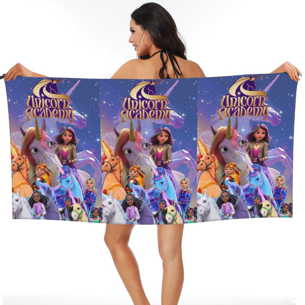 Unicorn Academy Beach Towel Soft Microfiber Quick Dry Absorbent Quick Towels For Swimming