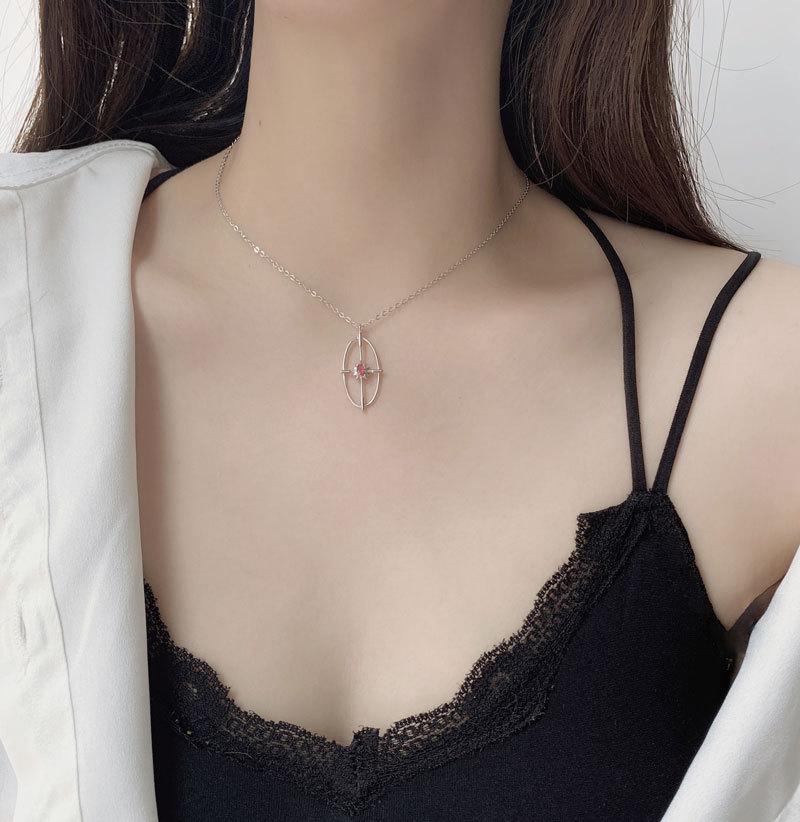 Geometrische Hohle Ovale Zirkon Halskette Retro Vielseitig Weiblich Nische Schlüsselbeinkette Frauen