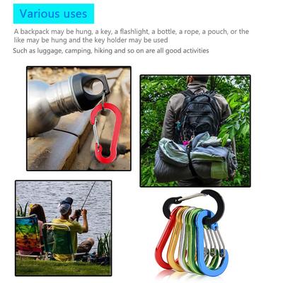 6Pcs Camping Mountaineering Buckle D Shape Mini Carabiner Buckle Hook Multifunctional Hiking Backpacking Tools
