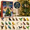 Festive Home Hanging Decor 24 Day Bird Advent Calendar with 2D Flat Acrylic Pendants, Christmas Countdown Calendar, Ornament for Holiday Trees