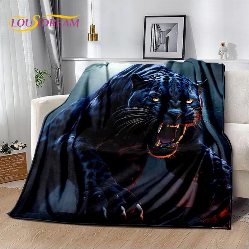 Wilde Tiger-Löwe-Leopard-Tier-Wildtier-Cartoon-Decke, weiche Überwurfdecke für Zuhause, Schlafzimmer, Bett, Sofa, Picknick, Büro