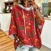 Women's Christmas Printed Hooded Loose Fit Long Sleeve Sweatshirt Top