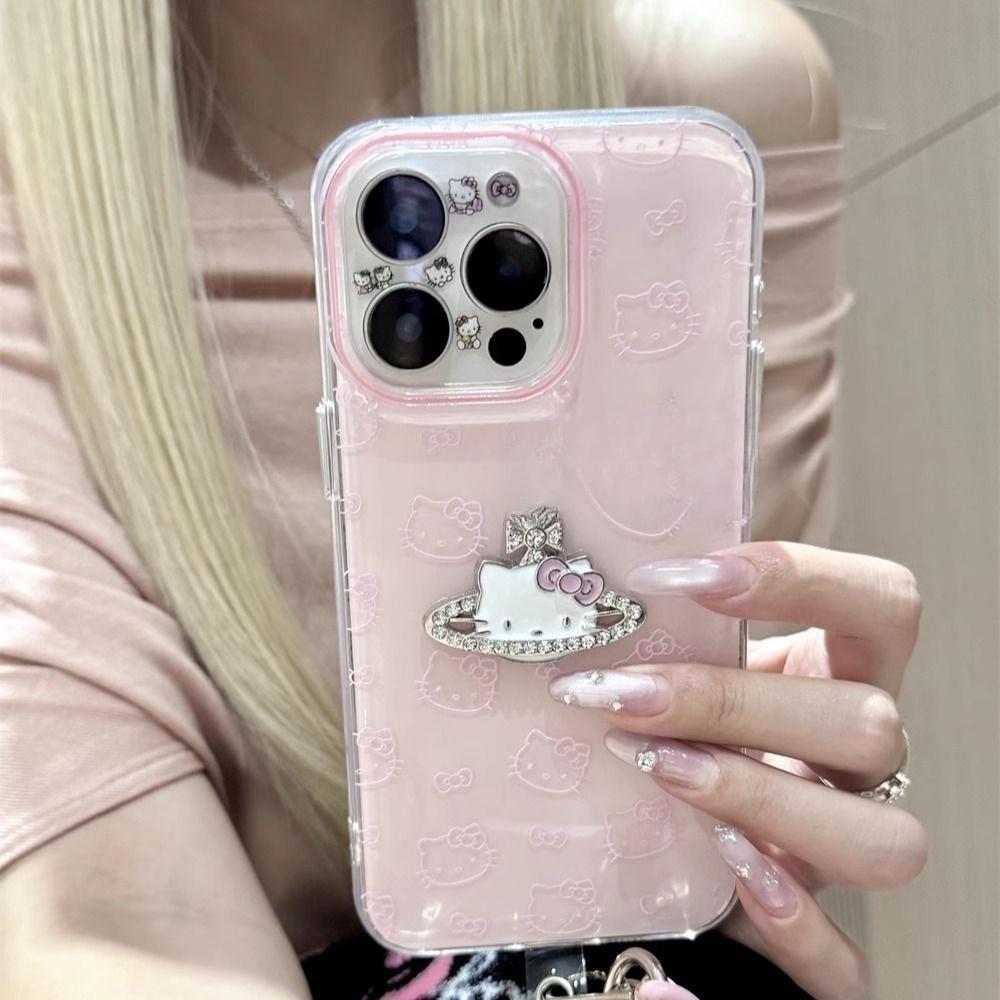 The Full screen KT Cat Sparkling Diamond Pendant Is Suitable for Apple 16Promax Phone Cases IPhone15 New Models 13 14 12