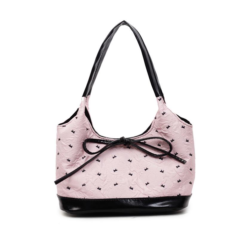 

Korean Style Bow Underarm Handbag - 2025 Fashionable Women s Casual Shoulder Bag розовый
