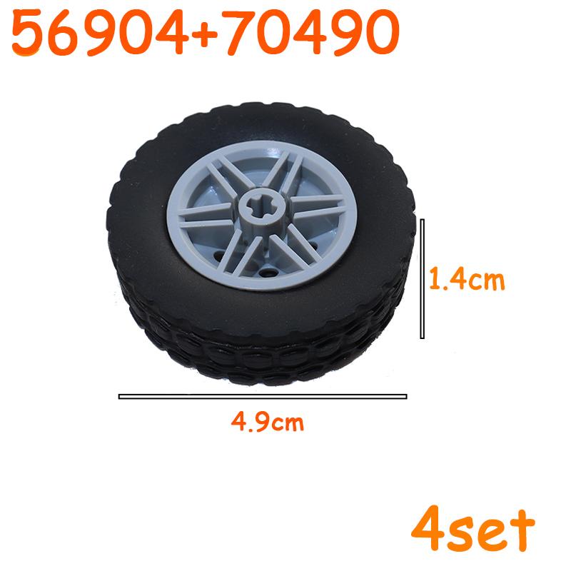 Full-size Tire Wheel Cross Hole Set Car Truck Wheels Hub Technical Bricks MOC Motorcycle Tyre & Rim Construction Building Blocks