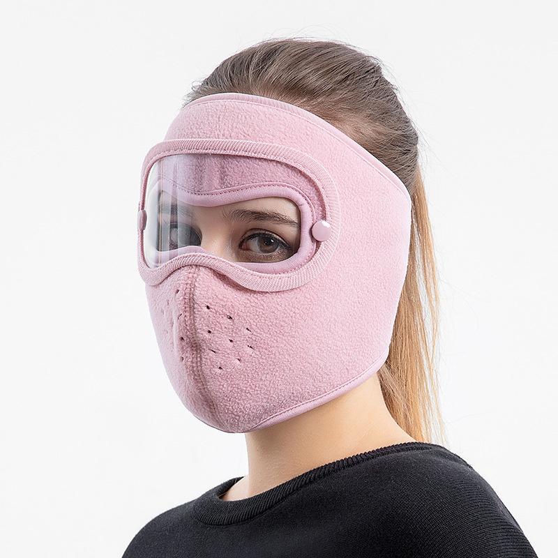 Осенне-зимняя теплая маска для лица Polar Fleece Eating Windproof Rem Очки Противотуманная маска розовый