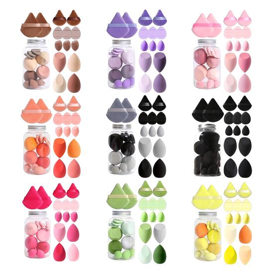 14Pcs/Set Makeup Sponge Kit Latex-Free Foundation Blending Liquid Powder Cream Application Cotton Powder Puff Mini Beauty Sponge Makeup Tools
