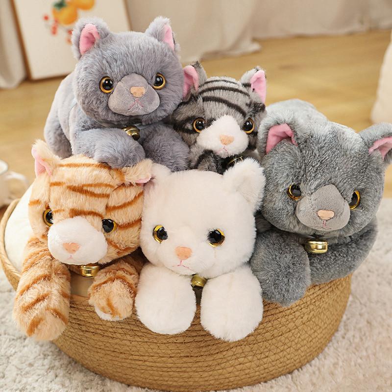 Favorite Toy Girls Blue Stuffed Lifelike Tabby Cat Plush Toy Simulation Cute Russian Cat Doll Pet Toys Home Decor Gift For Birthday 35/45Cm