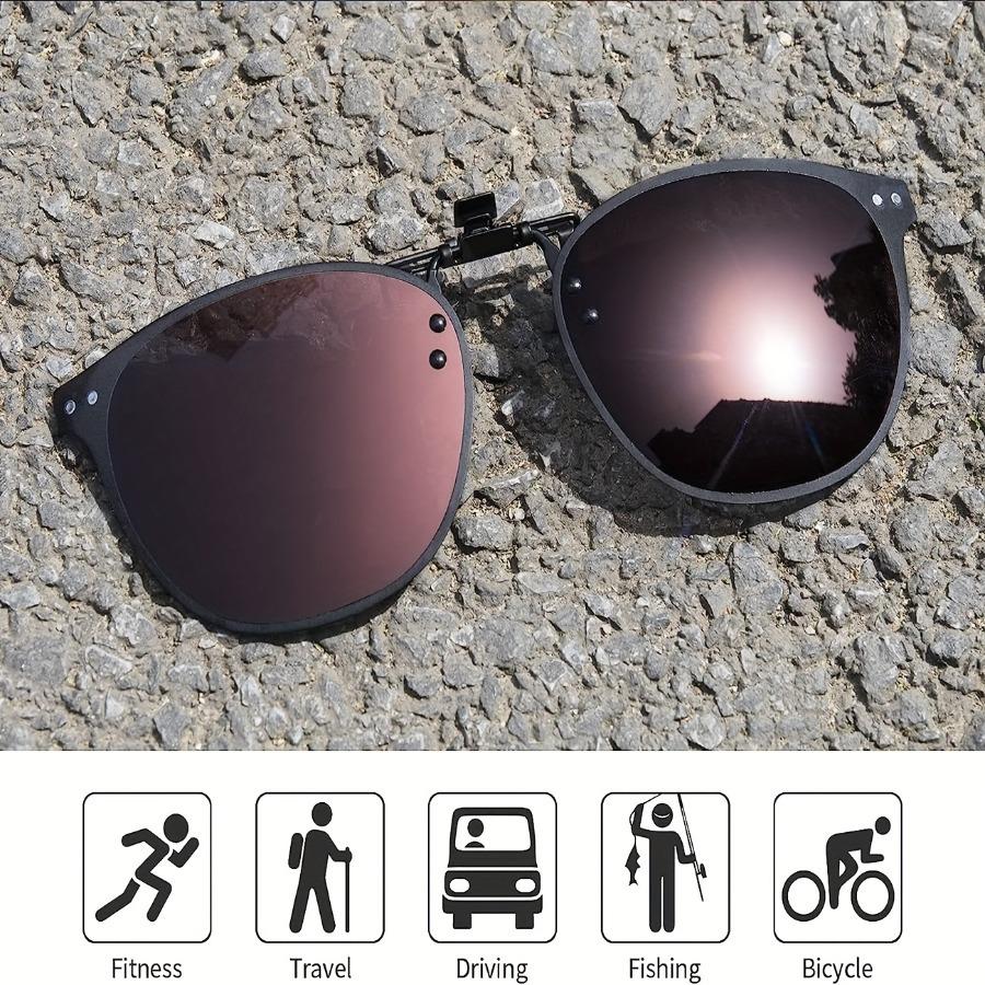 Polarized Unisex Clip on Flip up Sunglasses over Prescription and Reading Glasses Frames