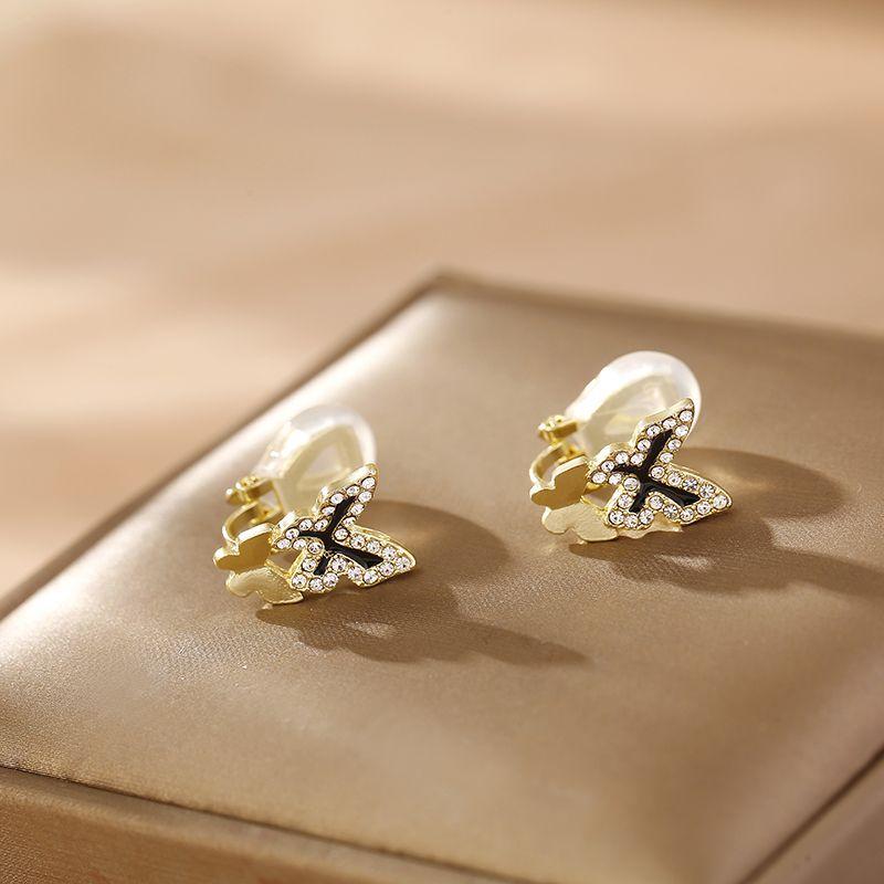 2023 yeni hiçbir piercing kulak klipsi kelebek kulak klipsi moda küpe kadın